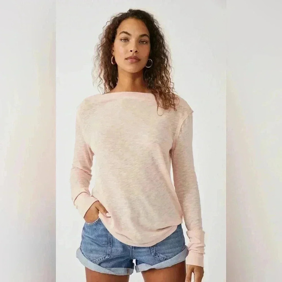 NWT Free People Kimmi Cotton Blend Top in Blush Size Small - Picture 1 of 5